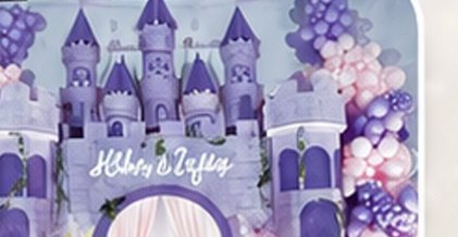 Pastel castle themed birthday decoration