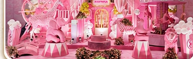 Pink themed birthday stage decoration